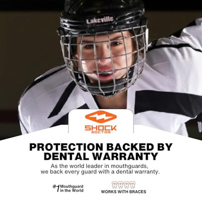 Shock Doctor Mouth Guard, Custom Fit Football Mouth Guard, Moldable Mouth Guard Boxing, Lacrosse, Hockey, MMA, Football & More, Mouthpiece, Mouthguard Sports, Adult & Youth - size: Adult - STRAPPED (Pack of 2)