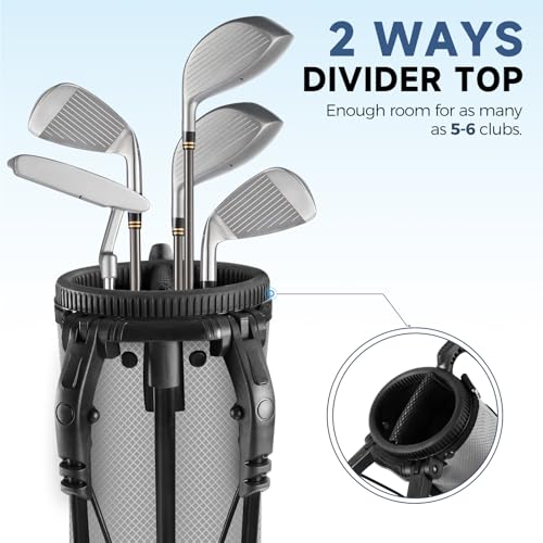 Findway Golf Stand Bag, Small Golf Bag for The Driving Range, Par 3 and Executive Courses, Lightweight Golf Club Carry Bag with Ball Holder and Pockets for Men Women - color: Gray