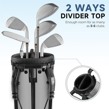 Findway Golf Stand Bag, Small Golf Bag for The Driving Range, Par 3 and Executive Courses, Lightweight Golf Club Carry Bag with Ball Holder and Pockets for Men Women - color: Gray