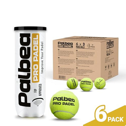 Palbea PRO Padel Balls. 6/12/24 Tubes of 3 Padel Tennis Balls FIP Approved. Paddle Balls Made of HV Felt for Training and Tournament. Suitable for Any Surface or Sites. - style: 1 Carton x 6 Tubes