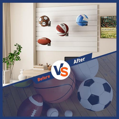 6 Pack Slatwall Ball Holder, Slatwall Accessory for Sports Ball Storage, Steel Ball Rack for Basketball, Football, Soccer, Volleyball
