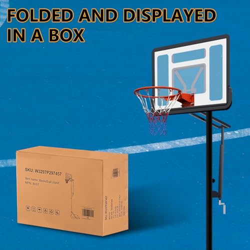 Portable Basketball Hoop, 7-10ft Height Adjustable Basketball Goal System for Youth Adults, Shatterproof Backboard & Crank Handle, Outdoor Basketball Hoop for Driveway