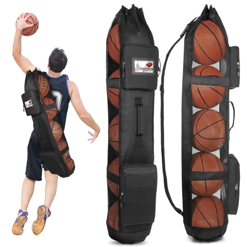 Skureay Basketball Bag for Team Balls, Heavy Duty Basketball Coashes Bag - 5 Basketballs Mesh Bag for Coaching/Basketabll Accessories - color: For Basketball