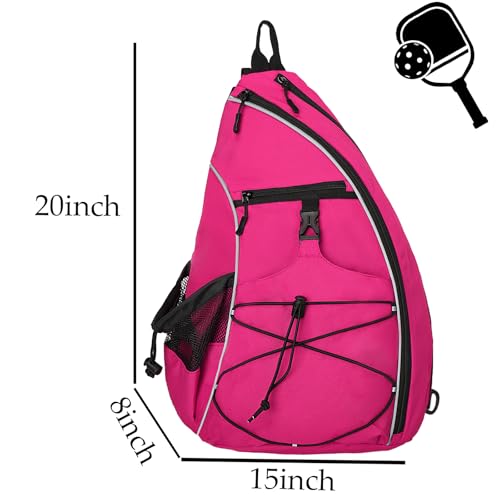 Goloni Pickleball Sling Bag for Men Women, Lightweight Pickleball Backpack with Fence Hook - color: Rose