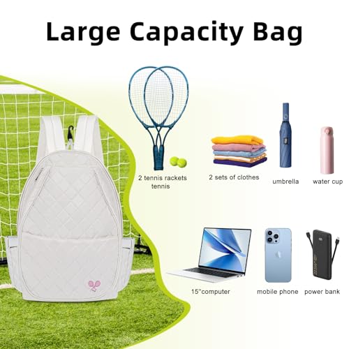 Tennis Bags for Women, Tennis Backpack Pickleball Racket Bags,Water-Resistant Sling Tote Padel Bag for Pickleball Tennis Badminton, Cute Gifts for Women Girl, Duffle Bag Gym Travel