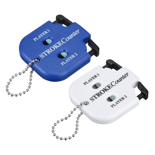 Golf Score Indicator, Stroke Counter Clicker Portable Handy Count Shot Keeper with Key Chain for Golfer Training - color: Blue/White