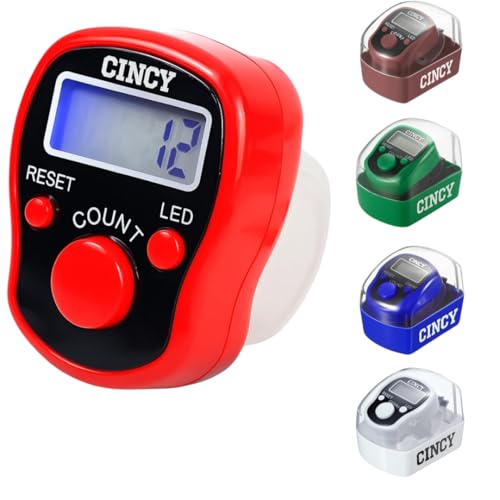 CINCY Clicker Counter with LED for Day & Night Use | Instant Reset, Accurate & Quiet, Long Battery Life | for People, Laps, Pitch, Golf, Baseball, Fish Counting, for Prayer, Everyday Prayer – 1 Pack - color: Red