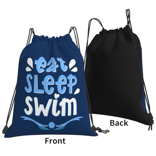 Eat Sleep Swim Unisex Drawstring Backpack Bag Sport Gym Travel Swim Sackpack - color: Eat Sleep Swim