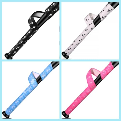 4 Pcs Cross Baseball Bat Grip Tapes, 1.5mm, Precut and Full Adhesive Softball Grip Tape,Non-Slip Baseball Bat Wrap, for Multi-Sport Handles - color: Colorful