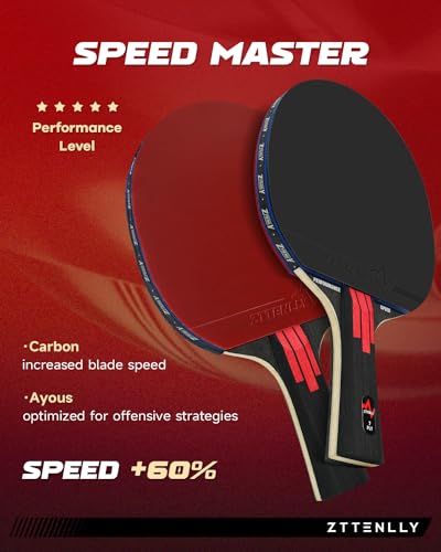 Ping Pong Paddle with Carbon Technology | Performance-Series,7-ply Finest Blade, Expert Speed/Edge/Balance, Thicker Protector Case | Table Tennis Racket for Professional - color: 2-Pack, style: Speed