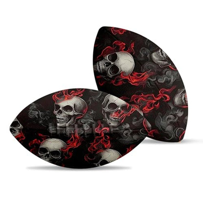 American Football, Official Size 11.9 x 7.3 Inch, Premium Composite Leather High-Grip Ball with Pro-Style Lacing, Unique Prints for Training, Games & Gifts - color: Dark Skull Fire