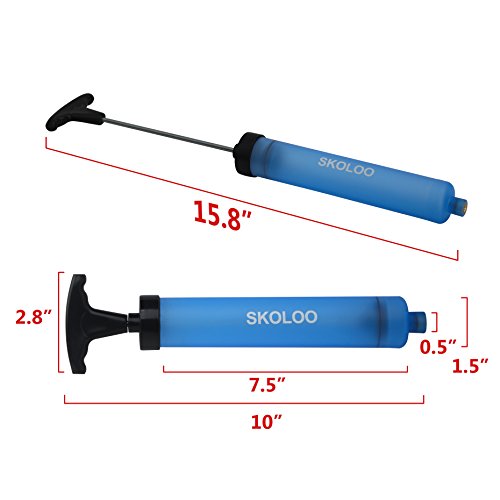 SKOLOO 10" Portable Hand Air Ball Pump Inflator Kit with Needle, Nozzle, Extension Hose for Soccer Basketball Football Volleyball Water Polo Rugby Exercise Sports Ball Balloon Swim Inflatables