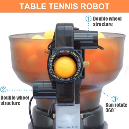 Ping Pong Robot, Automatic Table Tennis Robot Machine, HP-07 Ping Pong Machine with 36 Different Spin Balls Table Tennis Robots Automatic Ball Machine for Training