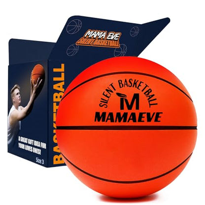 Silent Basketball Size 5 and Size 3, New Upgraded Grooved Airless Indoor Basketball, Non-derforming Package, Real Feel & Bounce Like Official Ball, Quiet Dribbling Indoor Training - size: Size3