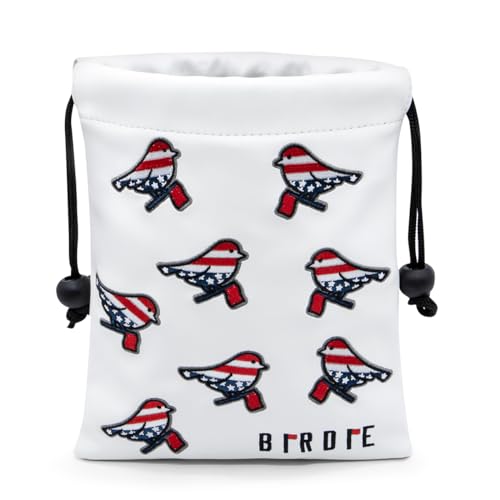 Golf Valuables Pouch, Leather Golf Tee Pouch with Drawstring Closure Golf Ball Tee Handbag Portable Golf Accessories - color: USA Birdie