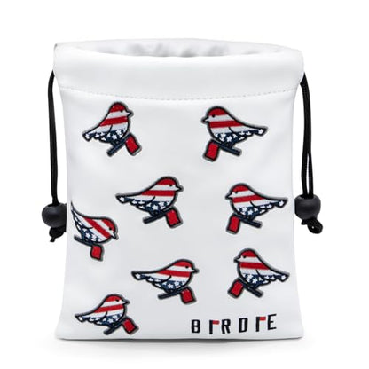 Golf Valuables Pouch, Leather Golf Tee Pouch with Drawstring Closure Golf Ball Tee Handbag Portable Golf Accessories - color: USA Birdie