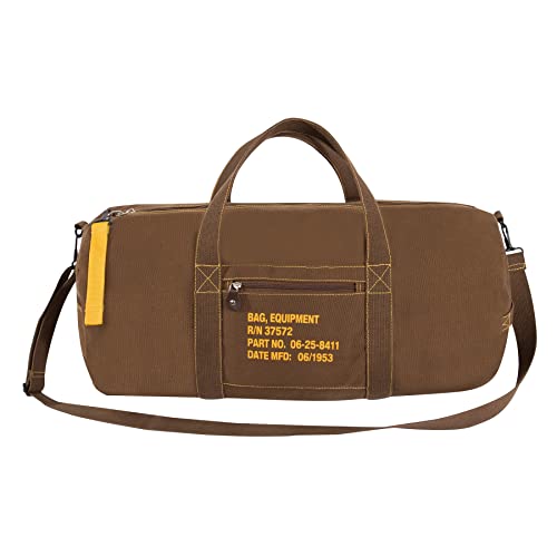 Rothco Canvas Equipment Duffle Bag – Travel & Gym Bag with Heavyweight Cotton Canvas Material – Great for Storing Gear, Clothing, and More - color: Earth Brown, size: 24 Inches