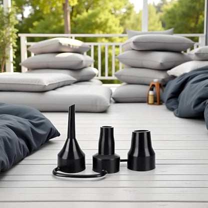 Black Air Pump Replacement Nozzles, Plastic Pump Nozzles, 3 Sizes Inflatable Pump Nozzles Head, Air Pump Inflator Adaptor Accessory for Partial Air Bed, Air Mattress Accessories