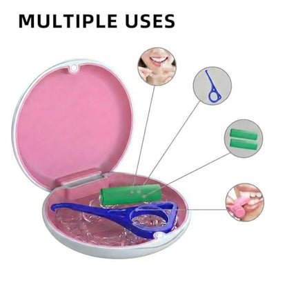 Aligner Case, Retainer Case Compatible with Invisalign, Silicone Inner Support Protection, Magnet Closure Braces Box, 1 Piece Orthodontic Box (White) - color: White