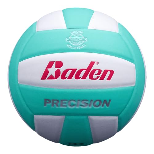 Baden | Precision | Official Size + Weight Entry Level Youth Indoor Volleyball | PU Composite, Extra Foam Backing, Reduce Sting - color: Teal