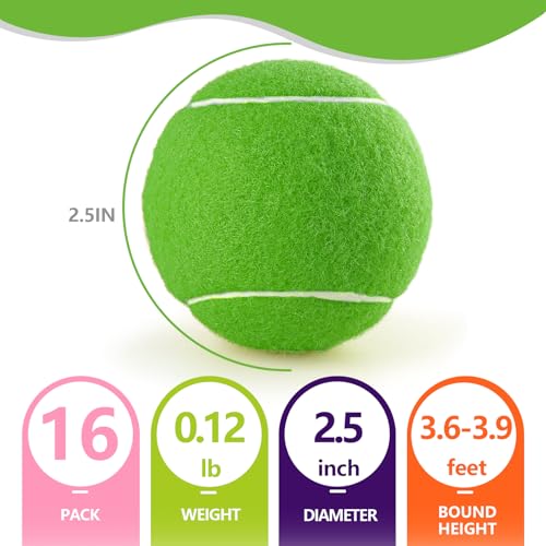 PoyPet 16-Pack Tennis Balls Bulk for Practice,Training and Beginners | Ideal for Dog Fetch,Chew and Play - color: Mix Colors