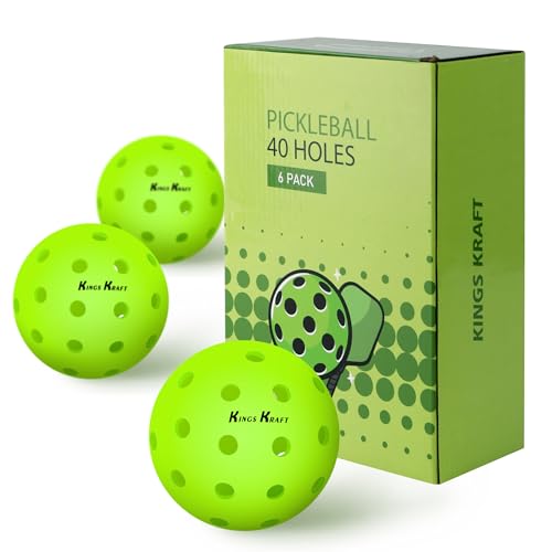Crack Resistant | 40 Hole Outdoor Pickleball | 6-Ball Set with Colorful Box | Pickleball Gifts for Women,Men Beginners and Professionals