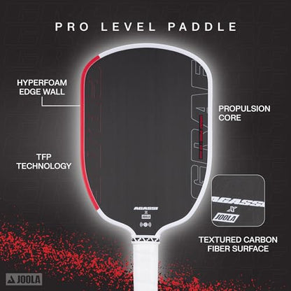 JOOLA GRAF Pro IV 16mm Pickleball Paddle w/Extended Sweet Spot - Carbon Fiber Surface Increases Spin & Control - SK Film for Power & Larger Sweet spot - UPA-A Certified - USAP Approved - NFC Chip - color: Single | 16mm Carbon | GRAF Pro