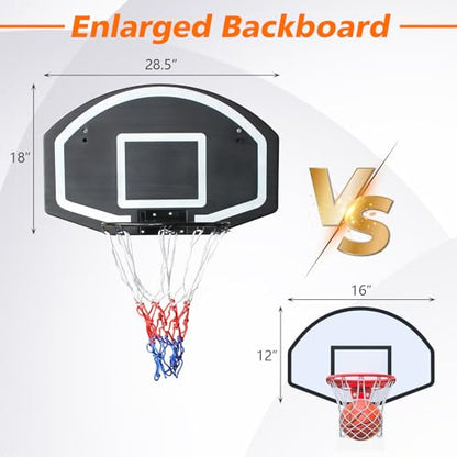 28.5" x 18" Pro-Grade Wall-Mounted Folding Basketball Hoop – Shatterproof Backboard, 17" Heavy-Duty Metal Rim, All-Weather Mesh Net, Easy Indoor/Outdoor Installation for Homes, Garages & Offices