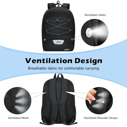 MoKo Basketball Bag Backpack, Volleyball Soccer Backpack for Men & Women with Separate Ball and Shoes Compartments, Water-Resistant, Fence Hook, Sports Bag for Clothes, Shoes, Tablets, Laptops, Black - color: Black