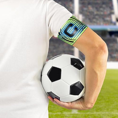 Soccer Captain Armband, 2Pcs Sports Captain Armbands Elastic Protective Arm Badge Adjustable Football Basketball Player Bands Adult Women Men - style: arc-bright green