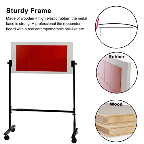 Large Table Tennis Rebound Board with 12 Rubbers, Ping Pong Balls Return Machine Single Training Equipment, Strong Frame and Wheels