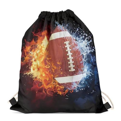Mumeson Lightweight Crossbody Bag Basketball Bag Backpack Gym Sackpack Shoulder Bag Tote Bag, Fire Water Football Print - color: Fire Water Football Print