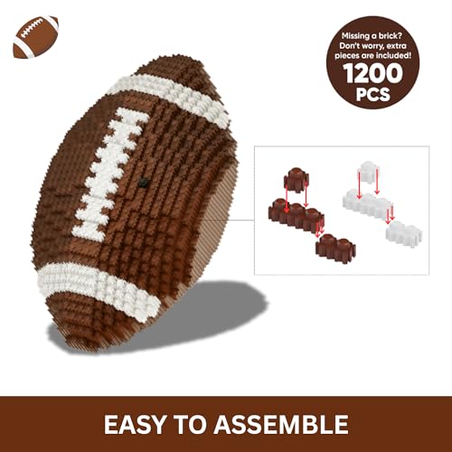 Football 3D Building Block Set - Educational Toy - Perfect for Ages 14 15 16 Years and Above - 11 x 6.7 in - Challenging, Creative Fun and Skill-Building - 3D Instruction (1200PCS)