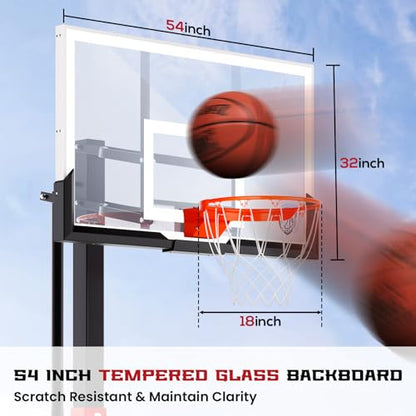 IGL In Ground Basketball Hoops Outdoor, 52-60 Inch Inground Basketball Hoop, 10ft Height Adjustable In Ground Basketball Goal with Shatterproof Backboard & 18 Inch Pro-Style Breakaway Rim - size: 54 in Square