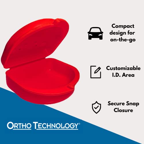 2 Pack of Retainer Cases (Available in Various Color Options); for Retainers, Dentures, Mouth Guards, and other Accessories. With Vent Holes and Write-on I.D. Area, Secure Snap Closure (Clear)
