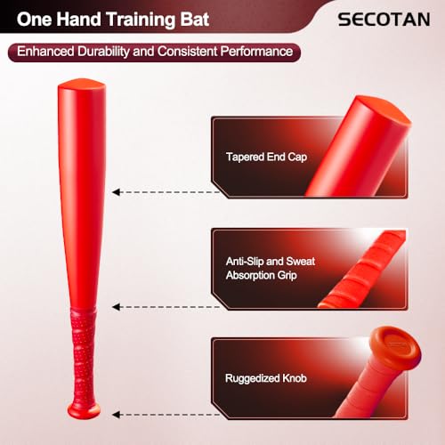 Baseball Bat, Aluminum One Hand 17-Inch Training Bat, Softball Bat, Home/Car/Self Defense, Batting Practice, Aluminum Bat, Truck Tire Checker Bat - color: Neon Red