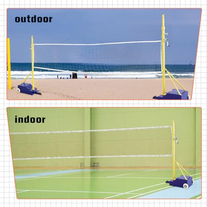 Volleyball Poles for Backyard with Net, Indoor Outdoor Heavy Duty Adjustable 4 Heights of 5-6.8 Foot with Wheels for Adults Stadium Garden