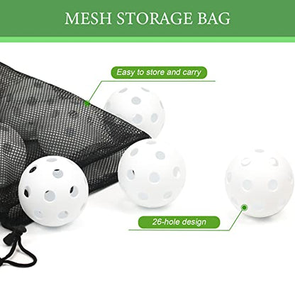 16 Pack Plastic Baseballs - Hollow Softballs for Lightweight Batting Practice - Indoor/Outdoor Training Balls - color: White