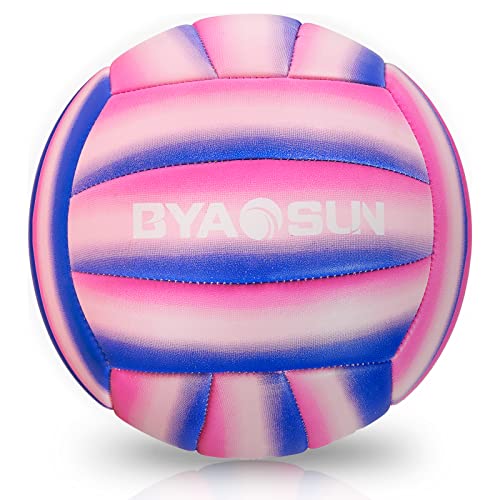 Soft Official Volleyball for Indoor Outdoor Beach, Size 5 Training Volleyball for Beginner Teenager Adult - color: Blue/Pink