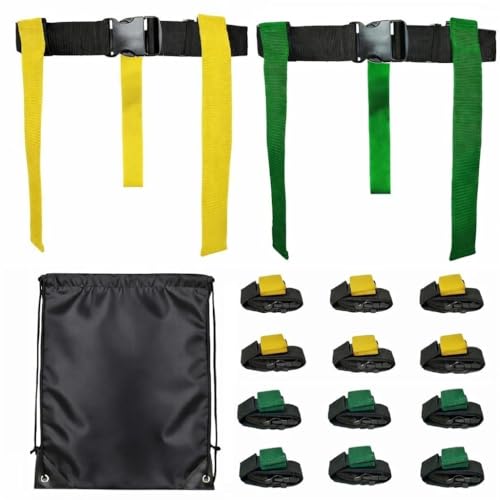 HE Adult Flag Football Belts 40″ Adjustable, Extra-Wide 2″ Heavy-Duty Polypro – American Made Lifetime Waranty Several Colors - color: Yellow/Green