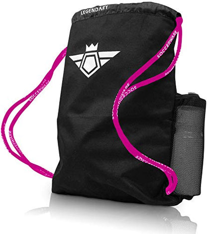 Soccerware Soccer Bag Backpack - Youth & Kids, Organize Sports Gym Equipment - Boys Girls - color: Pink