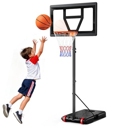 Yohood Kids Basketball Hoop Outdoor Height Adjustable 3-7 FT, Portable Basketball Goal System for Kids Youth Teens in Backyard/Driveway/Indoor, Shatterproof Backboard and Stable Base