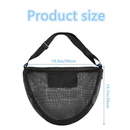 Mesh Sports Ball Bag, Large Capacity Football Basketball Shoulder Duffel, Multi Purpose Soccer Training Storage Organizer - color: Black