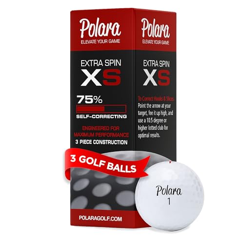 Polara Self-Correcting Golf Balls – High-Performance Golf Balls with Soft Feel, Anti-Slice & Hook Correction, Exceeds USGA Limits, Dimple Design for Maximum Distance, Golf Accessories for Men & Women - size: 1 Sleeve of 3, style: Extra Spin