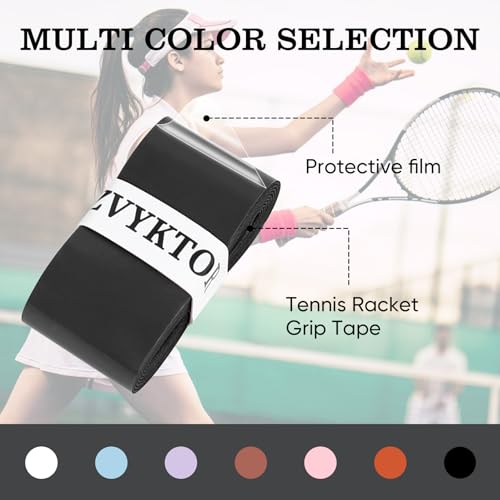 Tennis Racket Grip Tape, Ultra Thin Tacky Tennis Overgrip for Sweat Absorption & Control – Durable Anti-Slip Replacement Grip for Tennis, Badminton & Pickleball (3 Pack) - color: BLACK