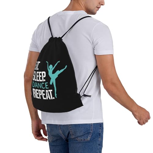 Eat Sleep Dance Repeat Unisex Drawstring Backpack Bag Sport Gym Travel Swim Sackpack - color: Eat Sleep Dance Repeat