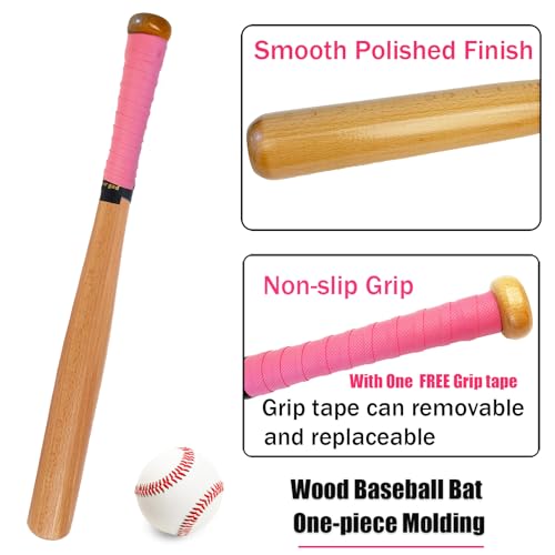 Wood Baseball Bat, Classic Hardwood Solid Training Baseball Bat for Practice (21")