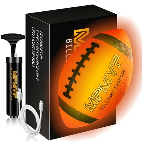 Glow in The Dark Football, Light Up LED Football Size 6, USB Rechargeable, Cool Outdoor Sports Boy Toys for Night Games, Birthday Gifts for Kids & Teens Age 6–12 - size: Size 6