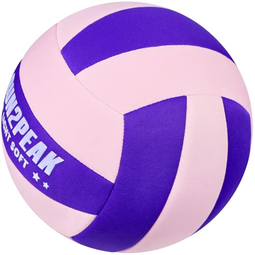 RUN2PEAK Super Soft Light Volleyball - Safe and Quiet Fabric Volleyball Ball for Indoor Play - Official Size 5 Kids Youth Beginners Lightweight Volleyballs Trainer for House Yard Training Practice