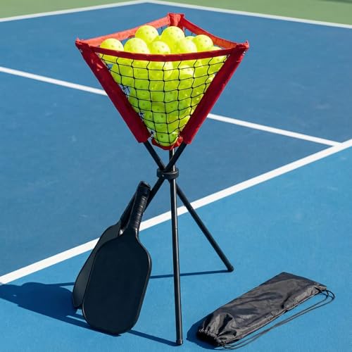 WIGERLON Baseball Caddy Softball Caddy，Pickleball Coddy Stand Tennis Balls Bucket Foldable and Portable, Easy to Install